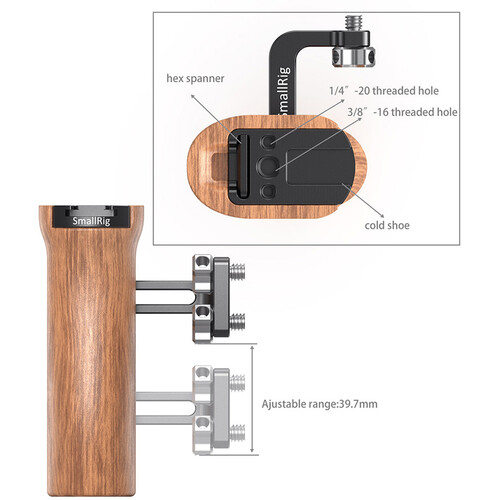 SmallRig Wooden Universal Side Handle HSN2093C - 2